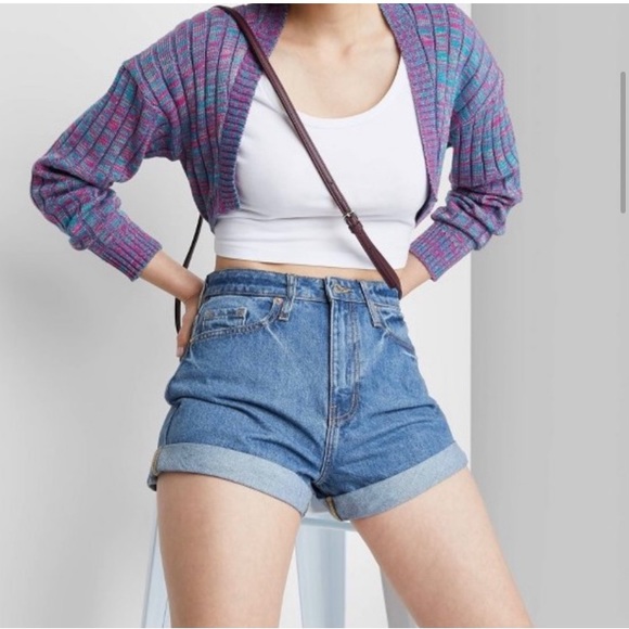 Wild Fable Jean Shorts 0 XS Denim High Rise Waist Mom Boho Summer NWOT - Picture 2 of 4